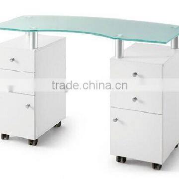 White Nail Salon Glass Top Manicure Table With Exhaust Fan Quality Choice Most Popular photo-5