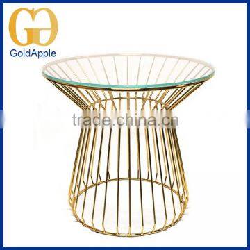 Outdoor Indoor Metal Wire Round Dining Table/glass Living Room Coffee Table