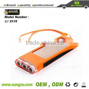 factory price LED solar power bank with flashlight&emergency charger