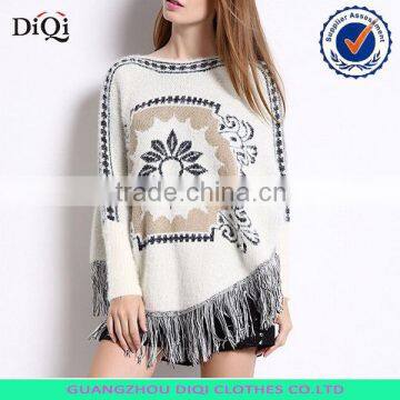 new design knitted pattern women pullover poncho sweater