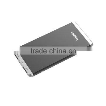 Ultra thin slim Li-polymer aluminium alloy 5V 2.4A dual usb output 5000mah power bank