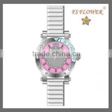 Bulk Buy From China Pink Dial Expander Band Metal Watch Big Case For Womens