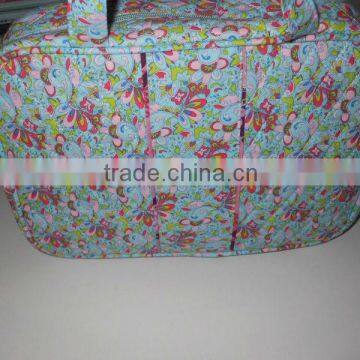 Quilted printing pattern cotton fabric travel tote bag