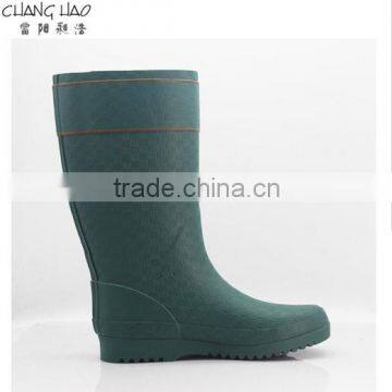 Women fashion rubber rain boot navy green ground has lattice printed simple style Wellington Boots