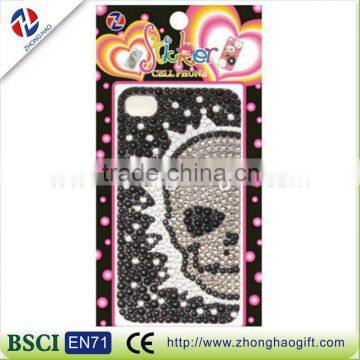 skull shape cell phone decorative crystal strass sticker