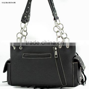 BLACK RHINESTONE CONCEALED CARRY WEAPON HANDBAG FAITH HOPE LOVE WESTERN PURSES WITH TASSEL photo-2
