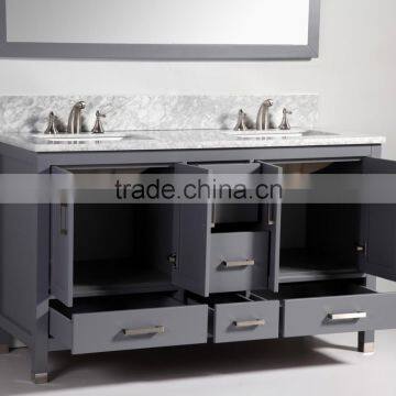 Luxury Wooden Bathroom Vanity With Double Resin Wash Sinks photo-5