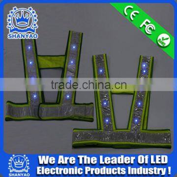 2016 Hot Selling LED Fluorescent Refletive Vest For Road Safety At Night
