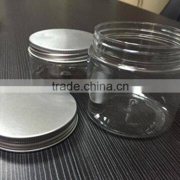 China 250g 300g 400g Pet Jars With Aluminum Lid Clear Pet Jar