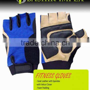 BLUE BODYBUILDING FITNESS GLOVES, WORKOUT GLOVES, LEATHER GLOVES