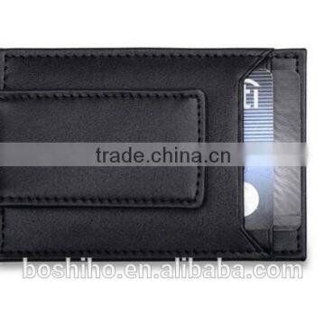 Custom mens genuine leather money clip business card credit card holder