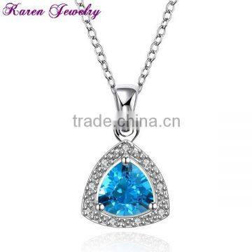 Elegant Heart Sapphire Blue Zircon Platinum Plated Pendant Necklace Collar Choker Necklace Fashion Necklaces for Women 2014