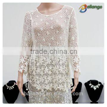 wholesale fashion embroidered ladies crochet Women Vintage pictures of girls cotton tops for dress