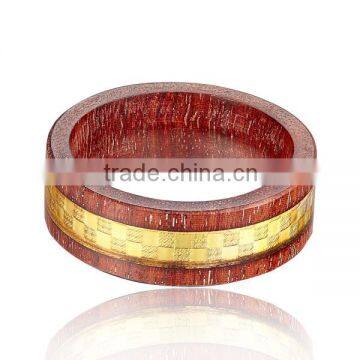Factory Wholesale Natural Wood Rings Jewelry, Gold Foil Inlay Wood Rings Men photo-3