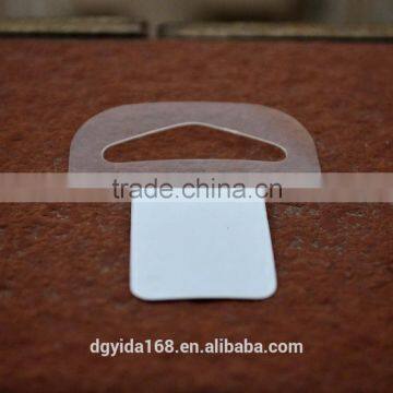 Supermarket Self Adhesive Packing Plastic Delta Hole Hang Tab For Hanging Boxes