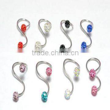 Gem crystal jeweled body piercing jewelry free belly button rings twister belly button ring navel belly ring