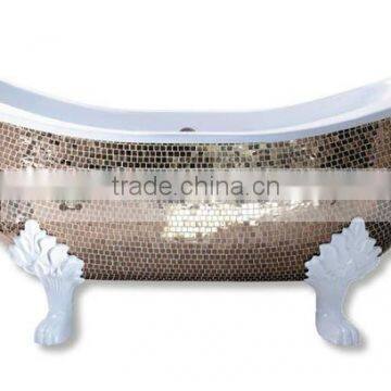 MB PBT-CV-S01 handmade mosaic art silver bathtub design wholesale small bathtub mosaic bathtub