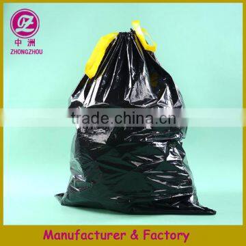 LDPE Black Heave Duty Plastic Drawstring Garbage Bag for Bin