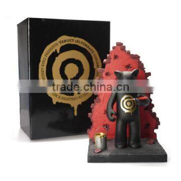 hot selling black cool design bear plastic figure toys/custom own design plastic toys with base/oem plastic figure toys maker