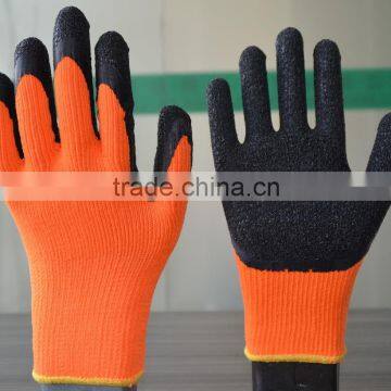 Excellent grip of latex coated work gloves with terry liner for safety