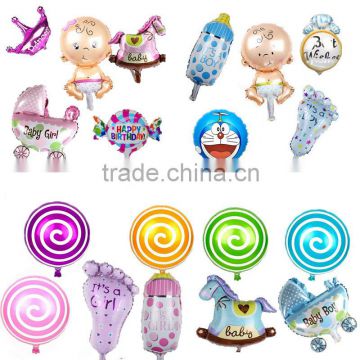 Shopping children/kids gift helium lollipop cartoon balloon,aluminium crown foil balloon on shopping