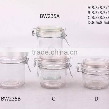 glass jar with wooden clip top