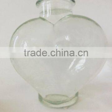 800ml Big Heart Shaped Food Grade Glass Empty Bottle Cork Top