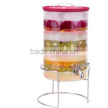 3L water glass beverage dispensers in Iron stand with plastic lid