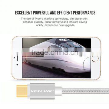 Voxlink 1m TYPE-C Male to Male Mobile Phone Data Cable Charging Cable Nylon Braided Metal Wire Silver photo-6