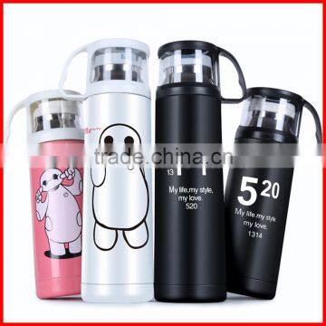 350ml/500ml Stainless Steel Vacuum Cup Transparent Lid 1314 Lovers Creative Bottles OEM Welcome photo-3