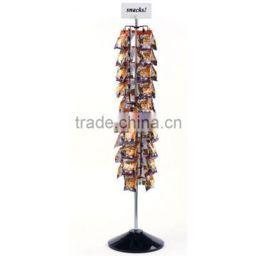 Floor standing rotating metal potato chip display rack