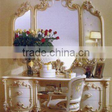 Classical European Flower Hand Painting Designed Dressing Table Mirror and Chair Set photo-3