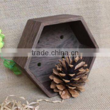 Grey Dyed Colored Handmade Hexagon Small Wooden Tray Decorative photo-3