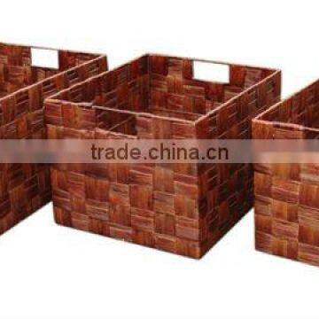 3pcs square planter/wood frame/water hyacinth/natural rattan flowers pot & planter/basket