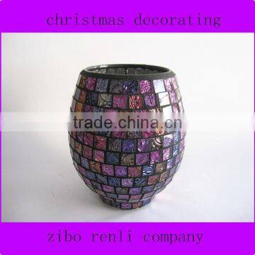 Elegant Ornate Mosaic Votive Candlestick Colored Purple Vintage Wedding Souvenir China