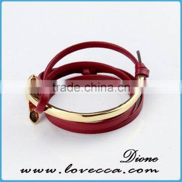Fashion Jewelry Wholesale Leather Steel Anchor Hook Bracelet Men ,Custom Jewelry Leather Nautical Bracelet photo-2