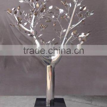 nickle plated shiny tree metal sculpture