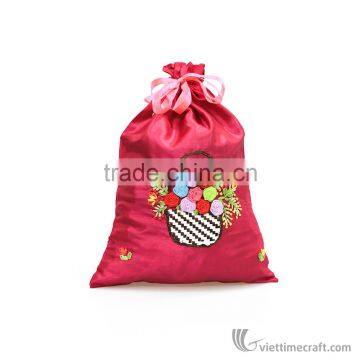 Embroidery drawstring bag, use for containing underwear or stuff, handmade in Vietnam