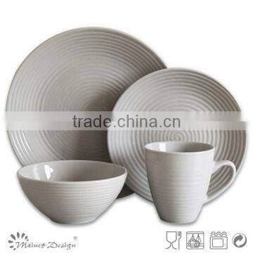Embossed Dinnerware 16pcs Stoneceramic White Embossed Dinnerware Set Ceramic Embossed Dinnerware photo-3