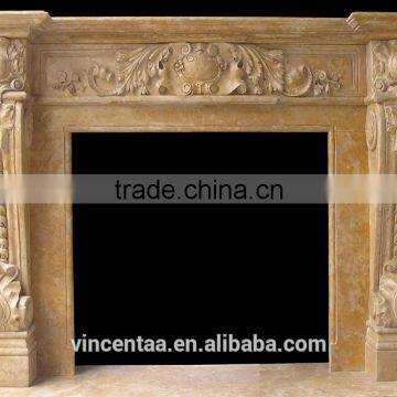 Hand Carving Natural Stone Limestone Fireplace Mantel for Sale photo-2
