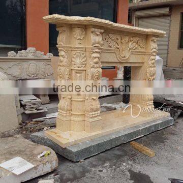 Beige Travertine Morden Indoor Used Decoration Marble Fireplace Mantel for Sale photo-4