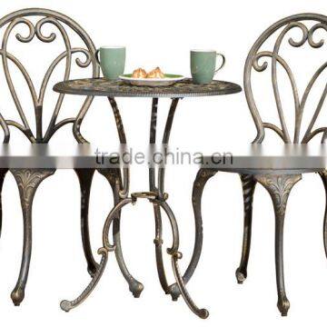 Hot Selling Dark Gold Cast Aluminum 3-Piece Bistro Set