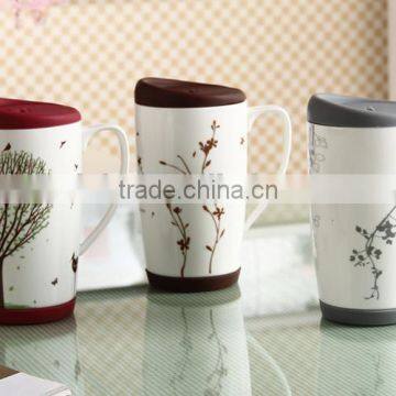 silicone ceramic coffee travel mug with lid