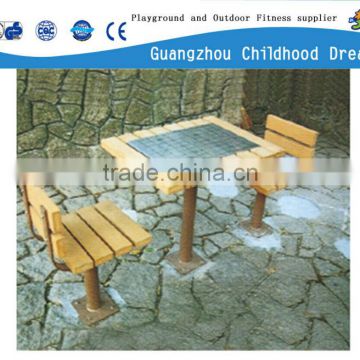 (HD-19501)Wooden 2 seat bench with chess table