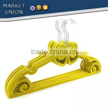 ABS plastic antiskid velvet hangers flocking clothes hangers with pulley,ABS,Nylon villi,Chrome plated hook