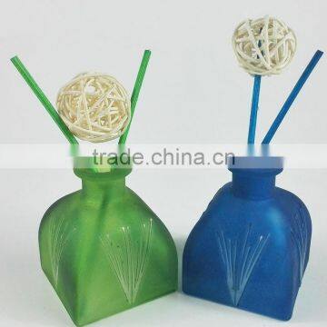 green and blue yurt glass bottle for 50ml reed diffuser with cork/glass stopper