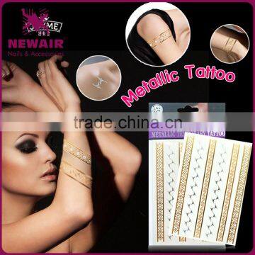 Fashion Body Temporary Metallic Tattoo Flash Gold Silver Tatoo Sticker