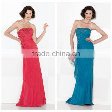 2015 long strapless chiffon evening sex prom dress pattern