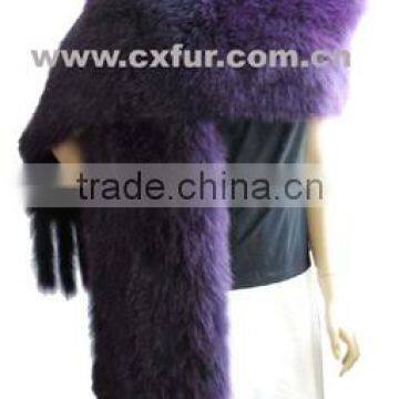 CX-B-34 China Suppliers Lady Scarf Hand Knitted Real Fox Fur Cape/ Shawl photo-3