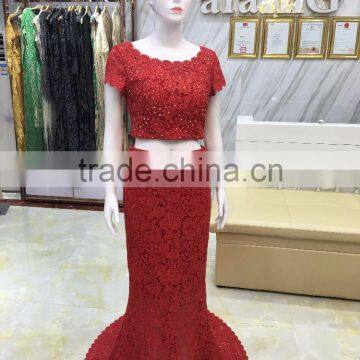 Lady's Crochet Bead Wedding Dress With Machine Made photo-3